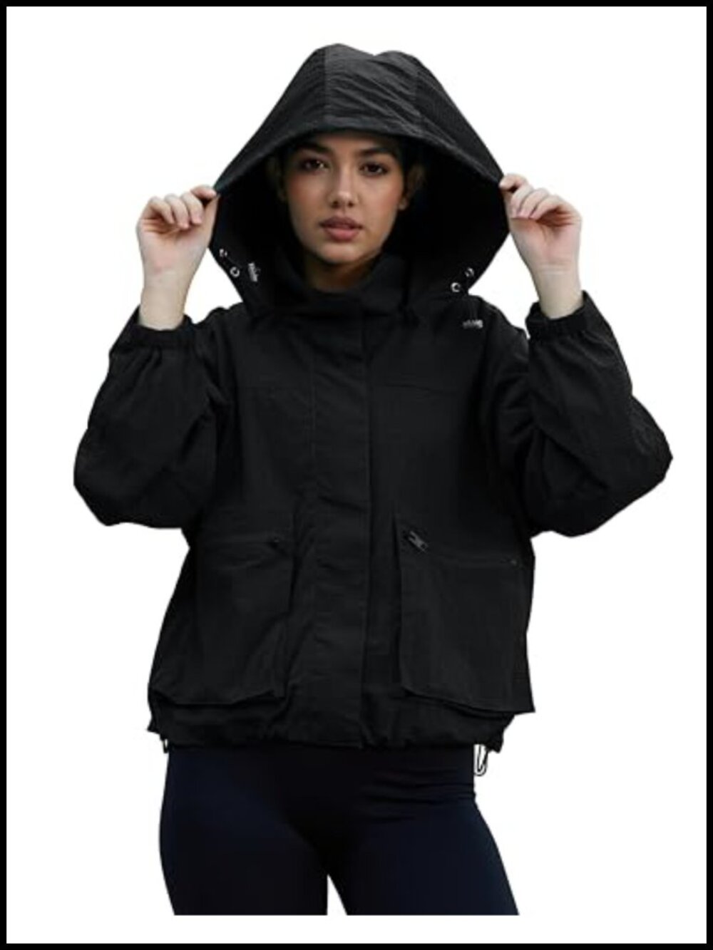 Womens Waterproof Plaid Rain Jacket Lightweight Windproof Trench Coat Removable